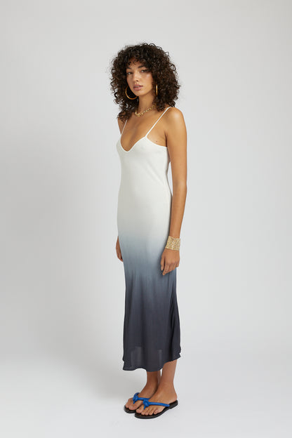 MIDI SLIP DRESS - CHARCOAL FADE