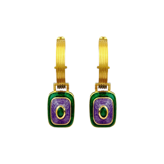 MARA EARRINGS - GREEN ONYX / ENAMEL