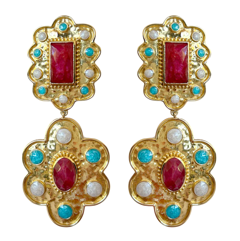 ANIQUA EARRINGS - RUBY QUARTZ / ENAMEL