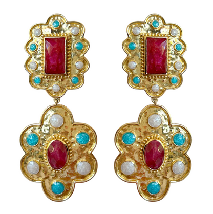 ANIQUA EARRINGS - RUBY QUARTZ / ENAMEL