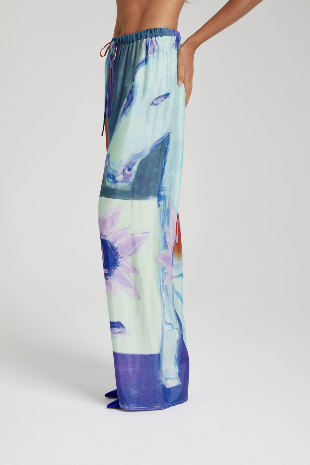 ELASTIC WAIST PANTS - BLUE SUNFLWR