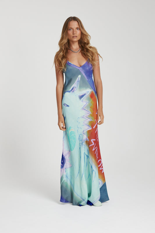 SIREN MAXI DRESS - BLUE SUNFLWR