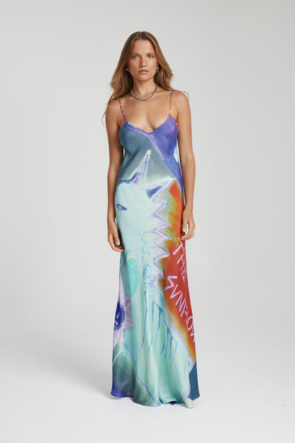 SIREN MAXI DRESS - BLUE SUNFLWR