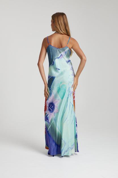 SIREN MAXI DRESS - BLUE SUNFLWR