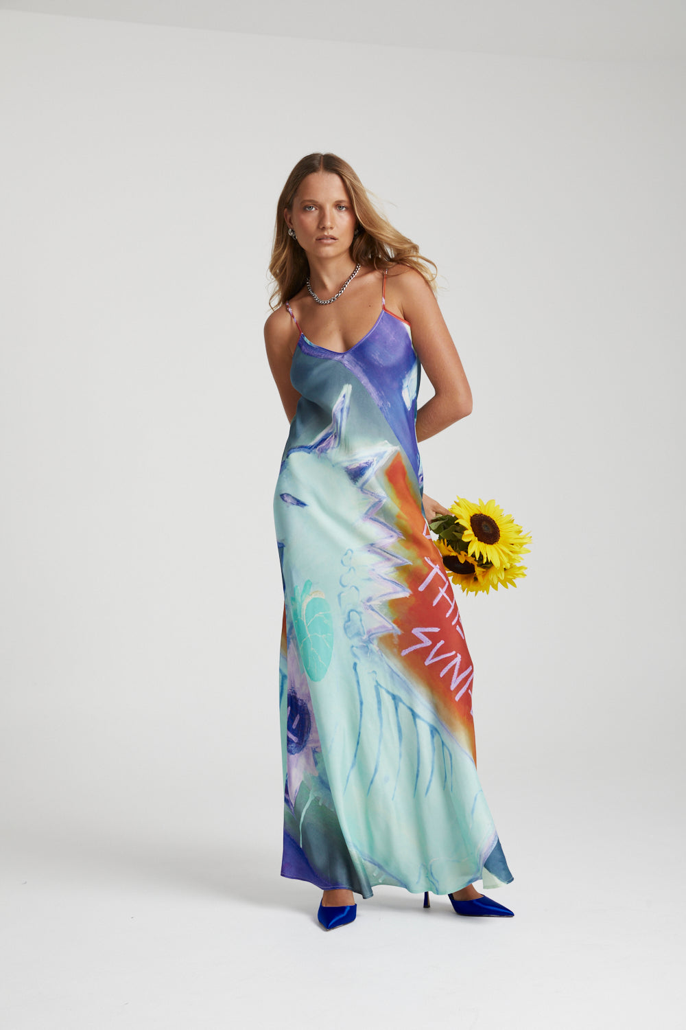 SIREN MAXI DRESS - BLUE SUNFLWR